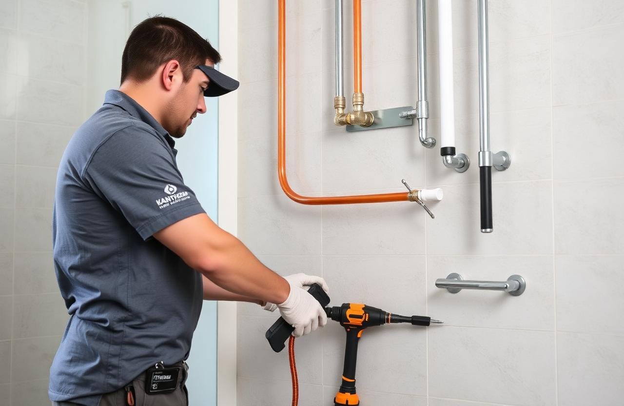 Instalacja hydrauliczna wod-kan w systemie KAN-therm w trakcie montażu